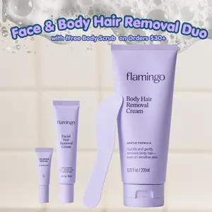Flamingo Hair Removal Cream Duo - Face & Body(200ML), Results Up to 7 Days, Mild Scent, Designed for Sensitive Skin, Gentle, Soothing
