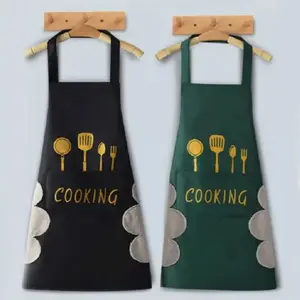 Cooking Letter Pattern Apron, 1 Count Modern Simple Apron with Pocket, Kitchen Cooking Aprons for Cooking Baking House Cleaning, Home Care Supplies