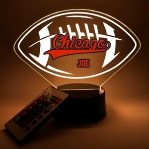 Chicago Football, UV Printed, Personalized, Multi-Color Light Up Acrylic Display, Desk, Den, Man cave, Room, Gift Décor, For Boyfriend, Girlfriend, Him, Her, Kid Friendly, Birthday, Anniversary, Christmas, Wedding, Favorite