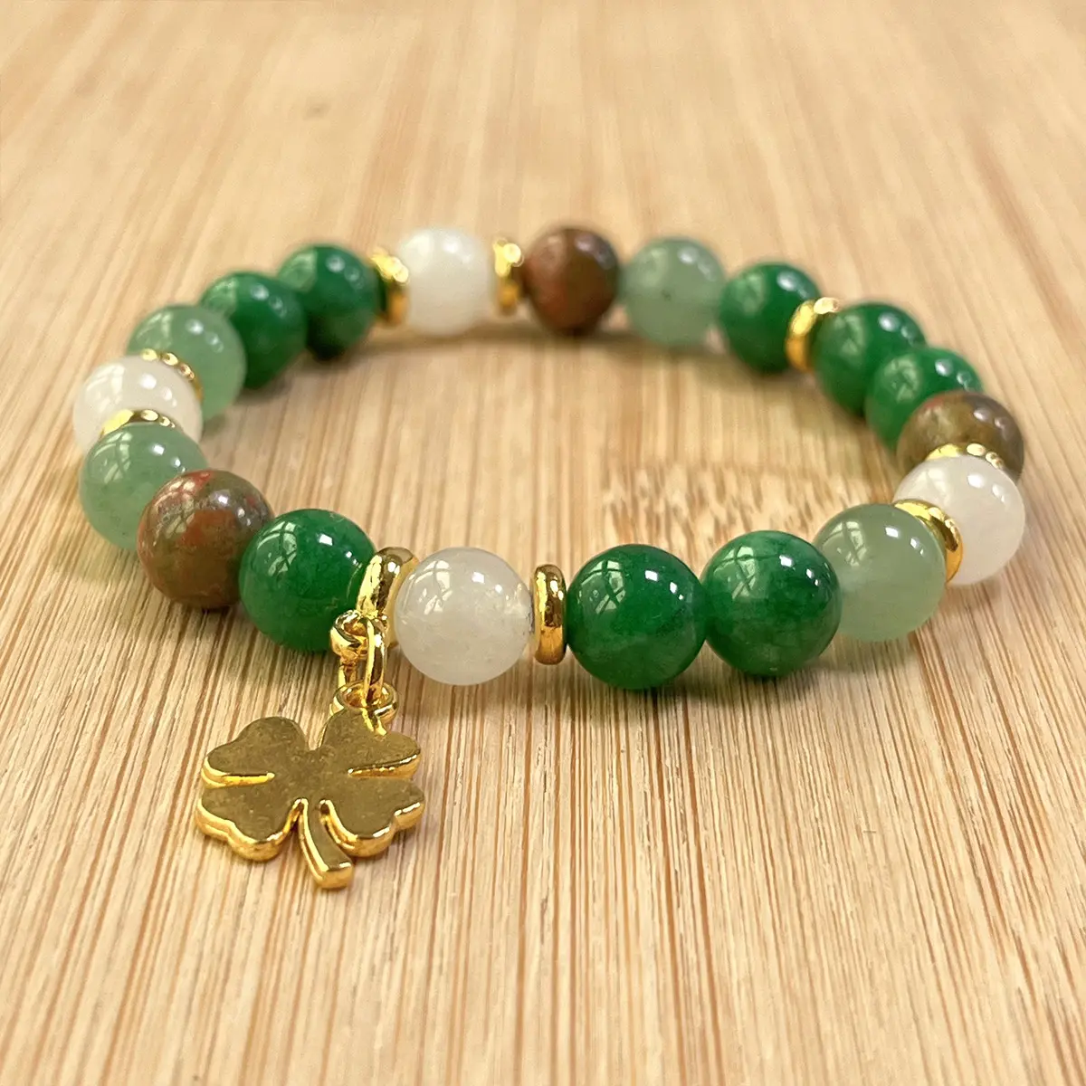 Lucky Money Attraction Bracelet with Green Aventurine & Agate Beads | Wealth & Protection Crystal Bracelet | Fashion Stretch Beaded Jewelry Gift for Women tiktokshopbacktoschool