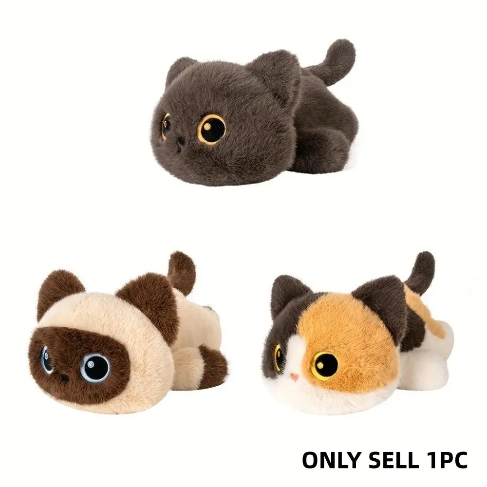 30cm/11.81in Cute Black Cat Plush Toy Furry Cat Plush Doll Soft Stuffed Animal Kitten Doll Perfect for Halloween, Easter, Christmas & Birthday Gifts