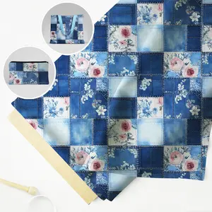 1Pc Flower plaid Pattern Elements Measuring , Made From 100% Polyester Fabric, Floral Patchwork Design, Patchwork For Quilting, DIY Craft Projects, Gift Giving, Bag Crafting, Pillow Covers, DIY Handmade Sewing Precut For Patchwork Craft
