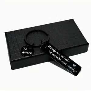 Personalized Boyfriend Keychain  "Drive Safe" men's accessories - Thoughtful Spanish Sentiment Gift, Engraved Stainless Steel letter pattern keychain, Perfect Anniversary & Birthday Present