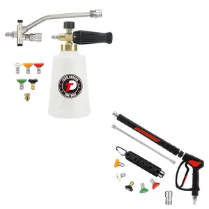[LIVE ONLY] Tool Daily Short Pressure Washer Wand with Foam Cannon, 1 Liter, 5 Spray Nozzle Tips, Dual Connector Accessory, 1/4 Inch Quick Connect