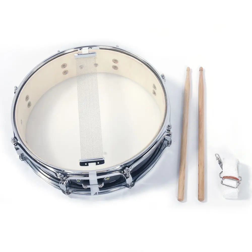 13x3.5 Inch Professional Snare Kit - Acoustic Drums Percussion Instrument Accessory with Drumsticks, Drum Key, Strap for Drumming, Bright Attack Hit (Black)