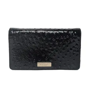 Kate Spade Black Patent Leather Wallet Glossy Slim Crossbody Clutch with Card Slots