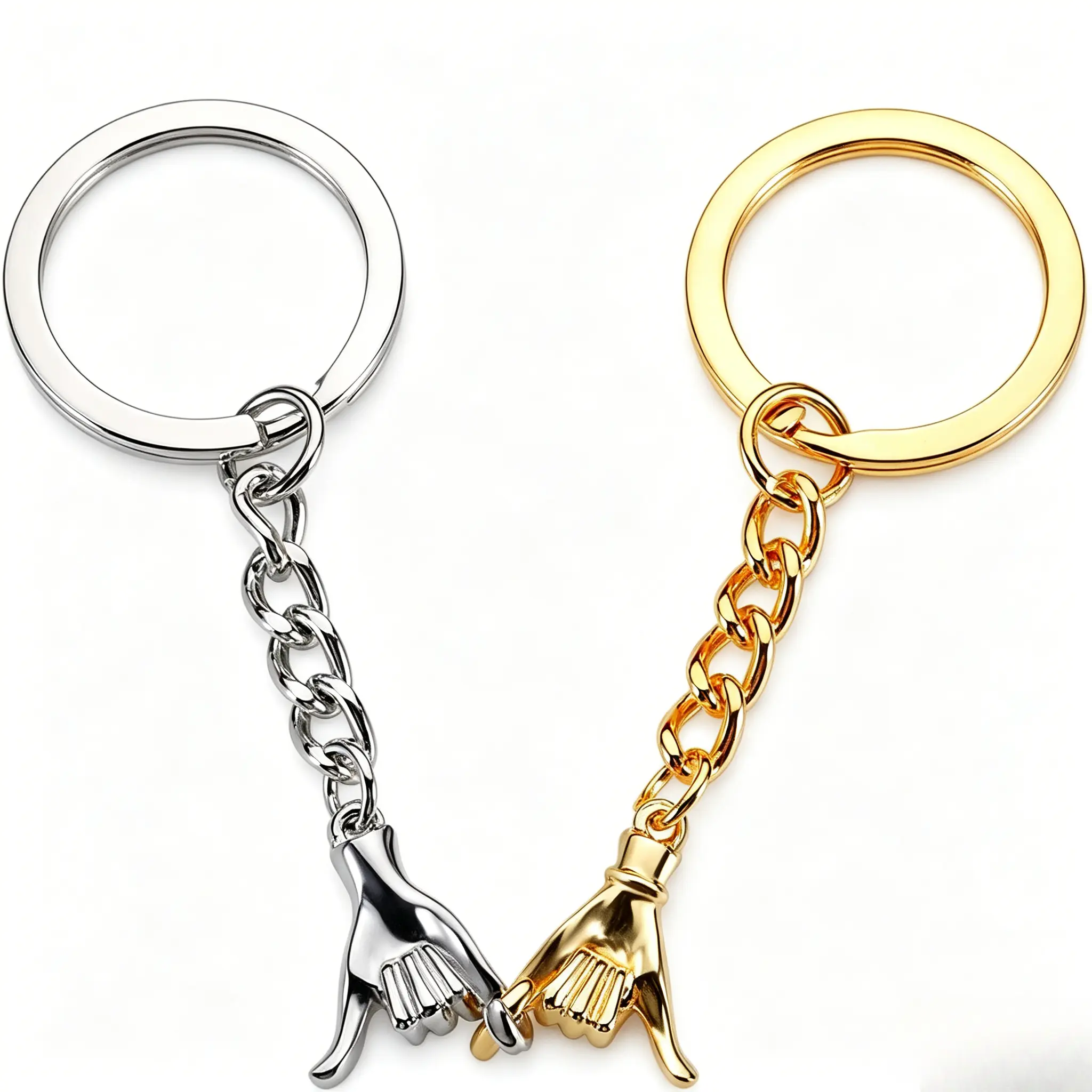 Cute Pinky Promise Matching Charms, Durable Metal 2-Piece Magnetic Set in Gold + Silver for Couples & Best Friends, Small Birthday Gift, Graduation, Valentine, Keychain Accessory, Keyring, Friendship Keychain, Cute Keychains