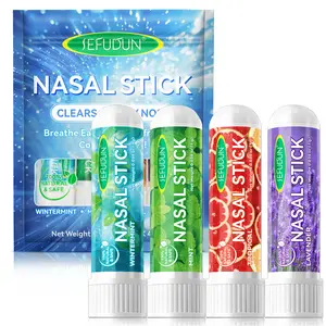 SEFUDUN nasal decongestant sticks, 4 pieces, natural herbal ingredients, 4 kinds of fragrance, refreshing and relieve nasal congestion, Care Pack