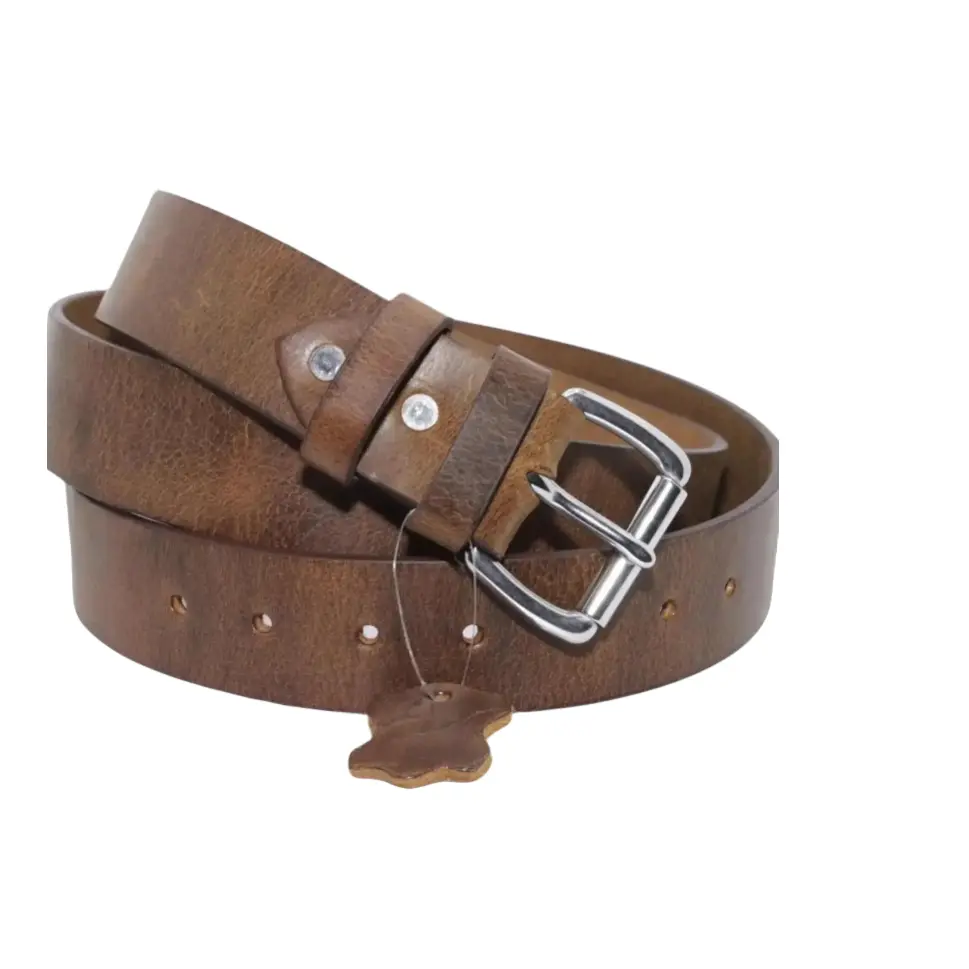 Full Grain Leather Belt for Men-100% Genuine Buffalo American Handmade By Amish Made, Full-Grain Jeans work belt Heavy duty 1.5" Width Replaceable Buckles Casual Waistband Casual Modern Waistband