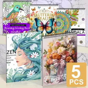 Cute Colouring Book Set, Coloring Books for Adults - Anti-Stress Relaxation with Exquisite Mandala, Flower & Butterfly Designs, Paperback, Perfect for Holidays, Simple & Intricate Patterns for Creative Fun & Stress