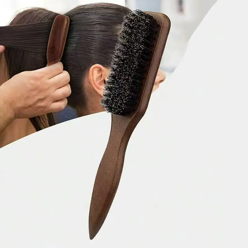 Pig-Bristle Hair & Beard Brush (Unisex), Fragrance-Free Professional Barber Styling Brush for Thick or Thin Hair, Ideal for Fade Haircuts, Clipper Cleaning & Sleek Back Styles, Must-Have for Back-to-School, Travel & Vacation