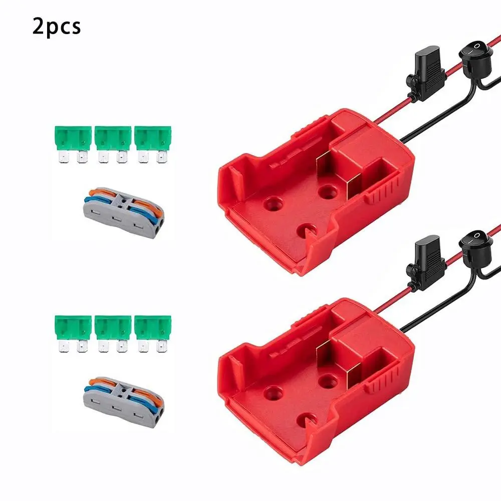 2PCS Power Wheels Battery Adapter Converter, MIL 18V Battery Compatibility, 14 AWG Fused Wiring with Wire Connectors for DIY Ride-On Toys