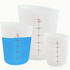 Baking Tool Kitchenware Utensils DIY Silicone Measuring Cup, Visible Dual Scale Flexible Soft Measure Cup, 500ML 250ML 125ML, Clear Transparent Half-Transparent Design