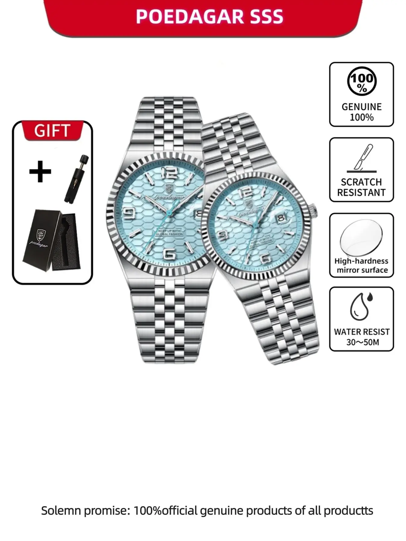 POEDAGAR fashionable and exquisite couple watch, waterproof stainless steel quartz watch, casual and elegant watch, fashionable wristwatch, the best gift for your partner, Modern Waterproof Watch, Modern Trendy Watch, Fashion Watches