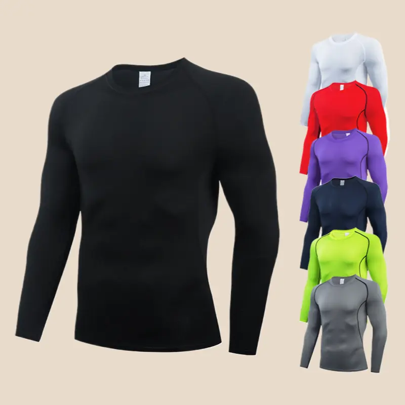 Men's PRO Elastane Quick-Dry Elastic Solid Tight-Fitting Compression Shirt - Plus Size (4XL) Fitness & Beauty Top for European Fitness Enthusiasts, Biking, Running Training, Health Massage, Male, Fitness And Beauty