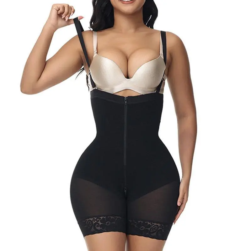 Women's shapewear  Large size Tighten the abdomen, lift the buttocks, and show off weight, Lace lace,Zippered, easy to put on and take off