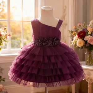 129 Glamorique Kids Partywear Infant Toddler Bridesmaid Dress Floral Tulle Cake Skirt Princess Dress Lovely Dress For Birthday Party