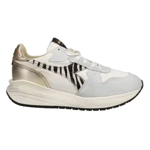 diadora Womens Venus Circus Dirty Metallic Zebra Lace Up Sneakers Shoes Casual - White