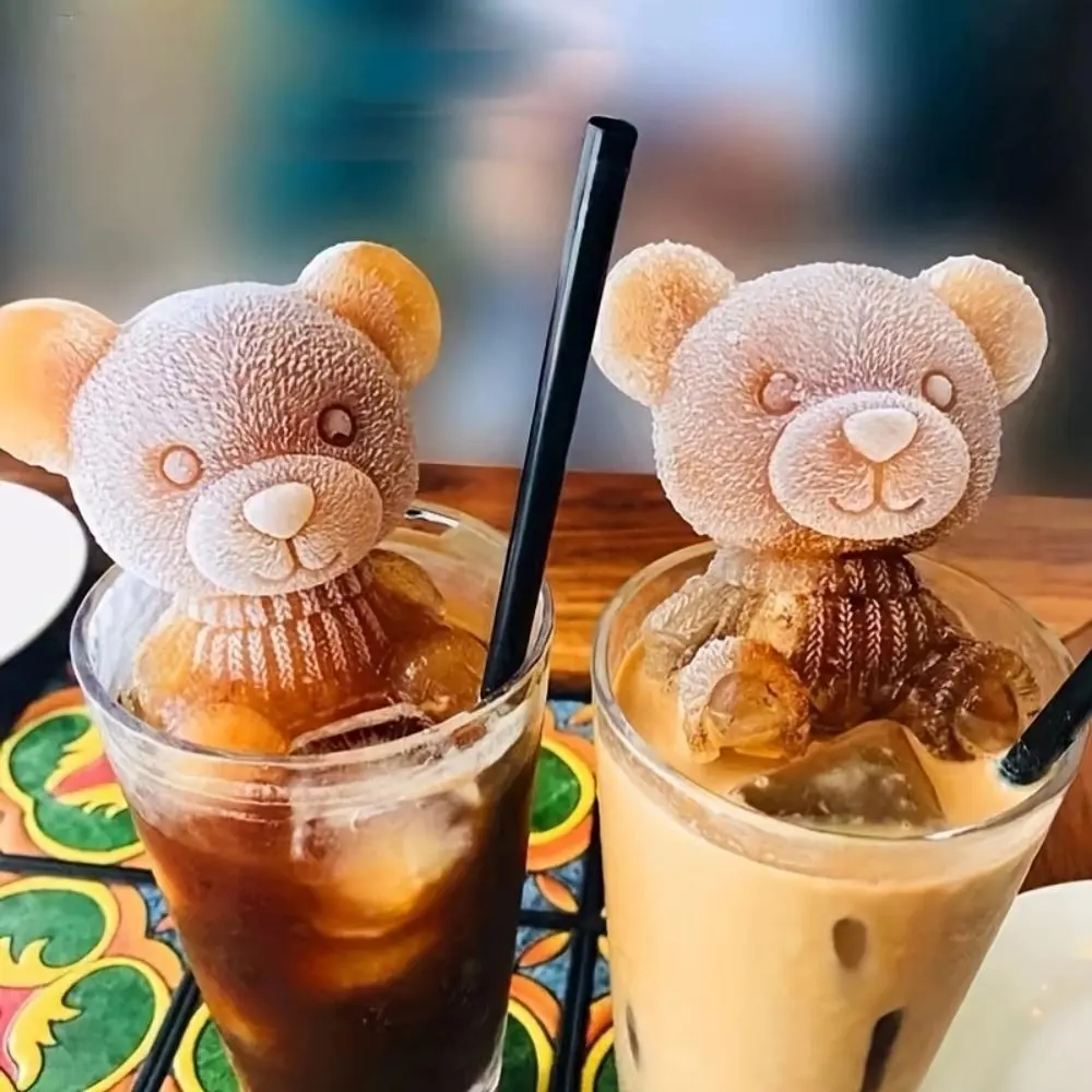 Cartoon Bear Design Ice Cube Mold, 1 Count Silicone Ice Cube Tray, Diy Ice Cube Maker for Home Kitchen