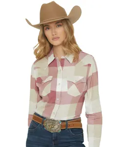 Wrangler Women's Retro Boot Barn Plaid Print Long Sleeve Snap Flannel Shirt - 112374176