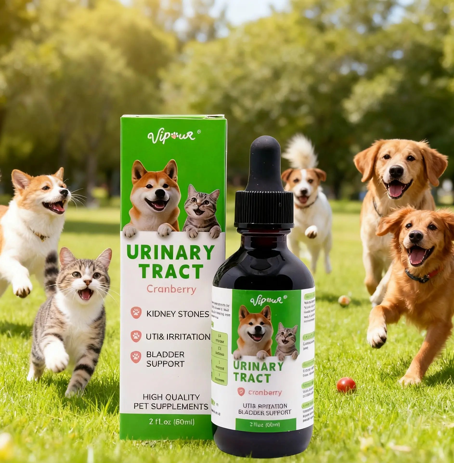 Cranberry Support  Pet Urinary Tract Bladder and Kidney Care Gentle Daily Drops Festive Gift  Cats and Dogs for