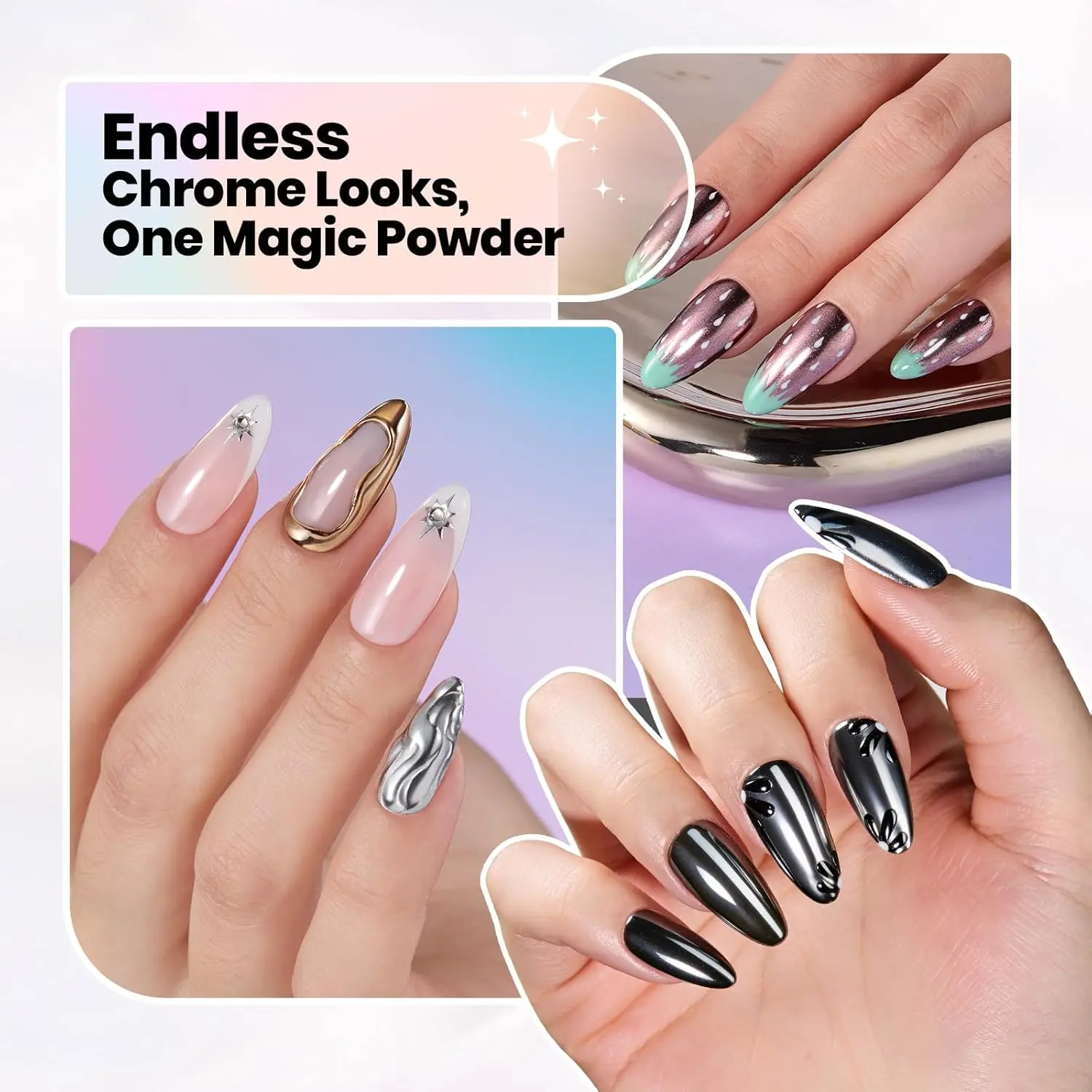 Beetles Chrome Nail Powder - Pearlscent Mirror Effect Metallic Holographic Aurora Iridescent Glitter Gold Silver Pearlescent Manicure Nail Art Decoration Glitter Gifts Beauty Products mothersdaygift Spring Nail Summer Nail Vacation Nail #SummerVibes Beetles Chrome Nail Powder - Pearlscent Mirror Effect Metallic Holographic Aurora Iridescent Glitter Gold Silver Pearlescent Manicure Nail Art Decoration Glitter Gifts Beauty Products mothersdaygift Spring Nail Summer Nail Vacation Nail #SummerVibes