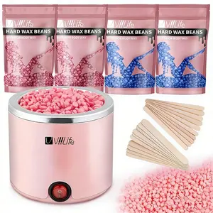 Viilife Wax Heater Depilatory Kit, Waxing Kit, Portable Wax Heater, Includes 4 Packs of Wax Beans and Sticks, Full Body Hair Removal Set for Beginners, Hard Wax Warmer