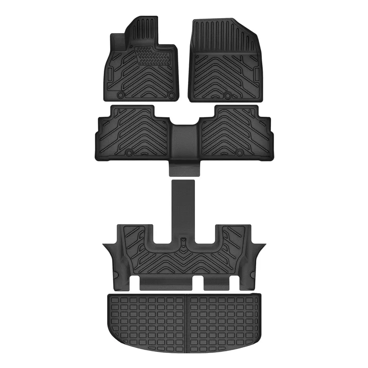 OEDRO Floor Mats & Cargo Liners Fit for Kia Telluride 7/8 Seats 2025-2020, All Weather TPE Custom for Floor Liners Trunk Mats Heavy Duty Waterproof Car Mats Set Interior Accessories, Black
