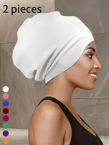 2-Pack Extra Large Swim Caps for Long Hair, Premium Silicone Waterproof Bathing Cap for Women with Curly Thick Hair, No Odor High Elasticity Swimming Cap for Adults