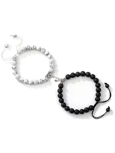 The frosted white marble heart-shaped couple high quality bracelet two-piece set is suitable for daily wear, vacation dates, and other occasions, and is also a surprising and exquisite small gift