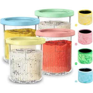 4 Pack for Creami Deluxe 24OZ Pints and Lids with Neoprene Sleeve,Family Ice Cream Storage Containers for Creami Maker 11-in-1 NC501 NC500 Series (Dishwasher Safe Reusable Leak Proof)
