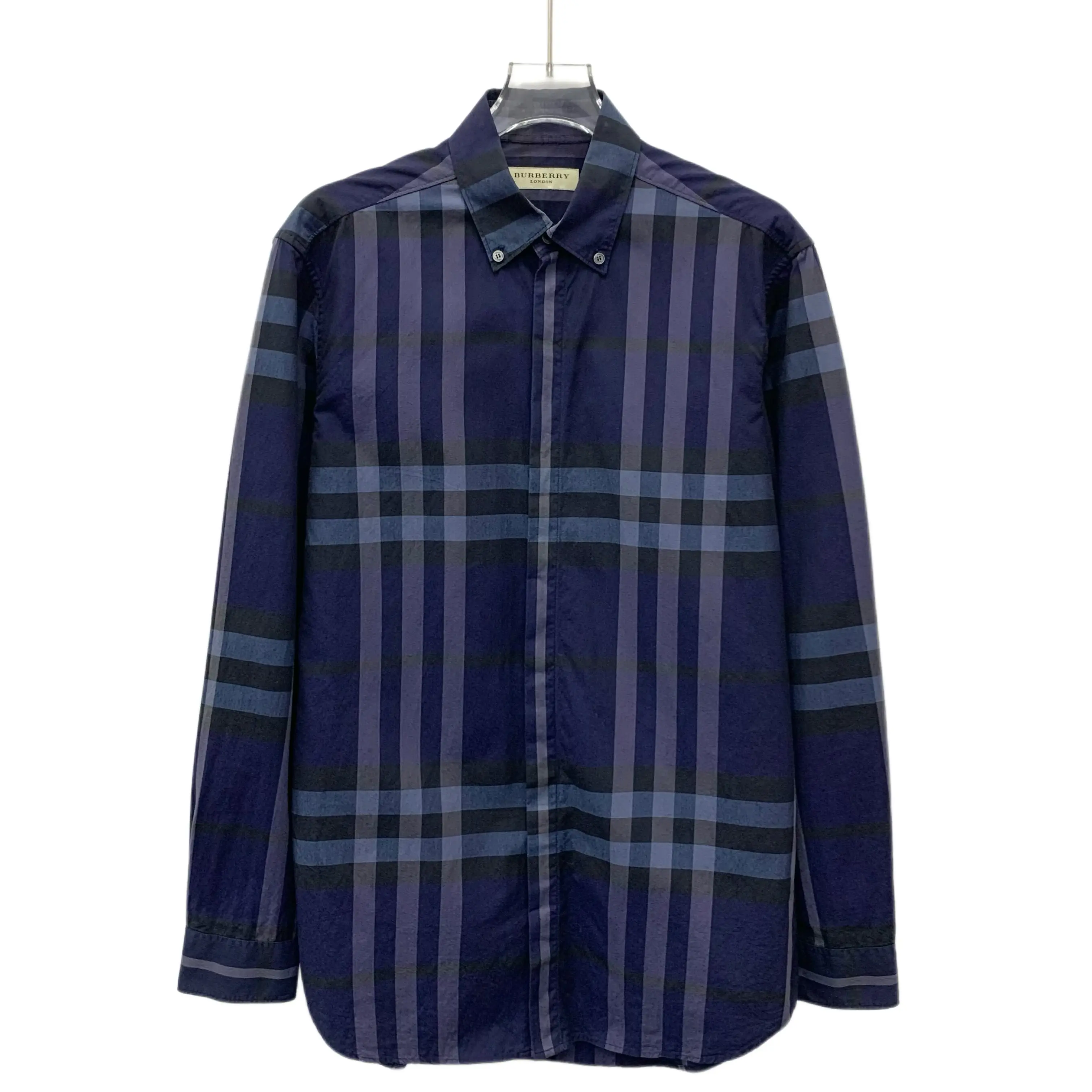 RDLT - Burberry Dark Blue Classic Check Cotton Button-Front Shirt Size S