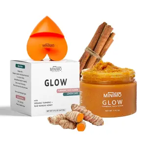 Minimo Skin Essentials Glow Turmeric Skin Brightening Face Scrub with Scrubbie Applicator Hydrating Dry Skin Sensitive Skin