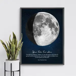 [Custom Planets] Personalized Moon Phase Art Poster Prints Wall Hanging Decor, Custom Planet Moon Phase Wall Art Canvas Prints Unique Meaningful Gift for Every Occasion (Waxing Gibbous) wall art, Christmas Gift
