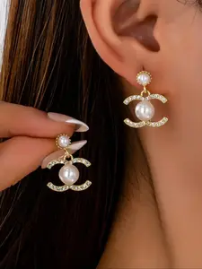 Elegant Pearl Decorated Dangle Earrings, Fashion Earring, Vintage Faux Pearl, Women's Daily Wear Basic Design Jewelry Gift