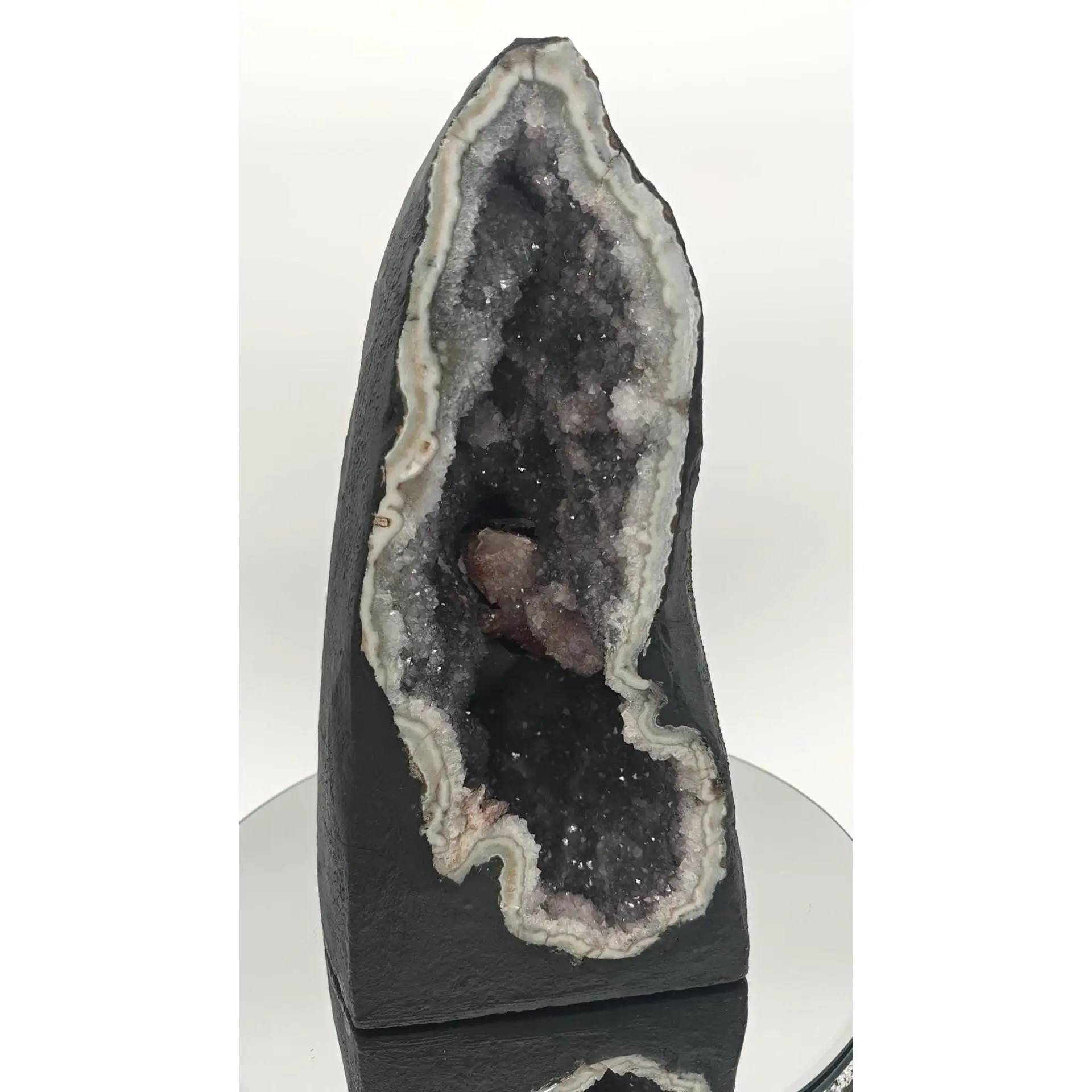 Very Rare Deep Druzy Amethyst with Calcite and Red and Black Hematite - Brazilian Mineral Specimen - 24.8 lbs