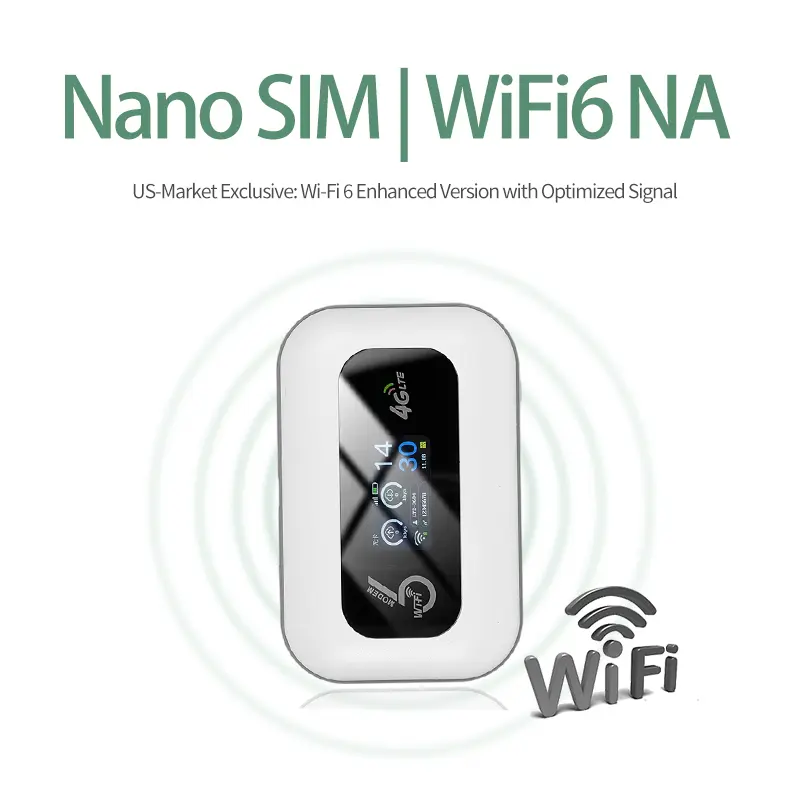 4G LTE WiFi6 Portable Hotspot Router with SIM Card Slot Offering Fast Internet Up to 286Mbps LED Display and 3000mAh Battery Perfect for Travel Vacation Ski Trips Beach Trips Road Trips Remote Jobs Students and Family Connectivity