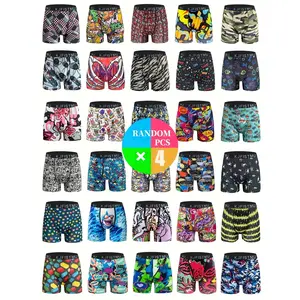 Boxer Briefs Random 4pcs Men'S Fashion Print Graffiti Sports Briefs Comfortable Fit Breathable And Quick Dry