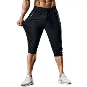 Men's Quick Dry Sports Capri Pants - Zippered Gym Sweatpants