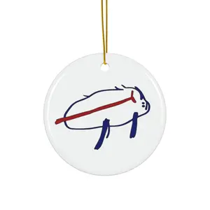 Minimalist Line Cat Ornament | Ceramic Ornament, Double-Sided
