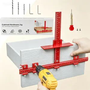 Adjustable Aluminum Alloy Jig for Cabinet Handles and Pulls, Door Handle Template Tool for Drawers and Cabinets, Reusable Cabinet Hardware Guide for Knobs and Pulls, Easy-to-Use Drawer Front Alignment Tool, Door and Drawer Installation Template