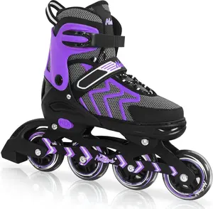 Nattork Adjustable Inline Skates for Adults Teens Boys, Indoor Outdoor Roller Blades, Durable Beginner Friendly Single Row Skates for Daily Recreation & Outdoor Sports