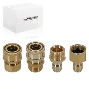High Pressure Washer Adapter M22-15 Swivel to 3/8 QCBrass Connection Kit 4pc