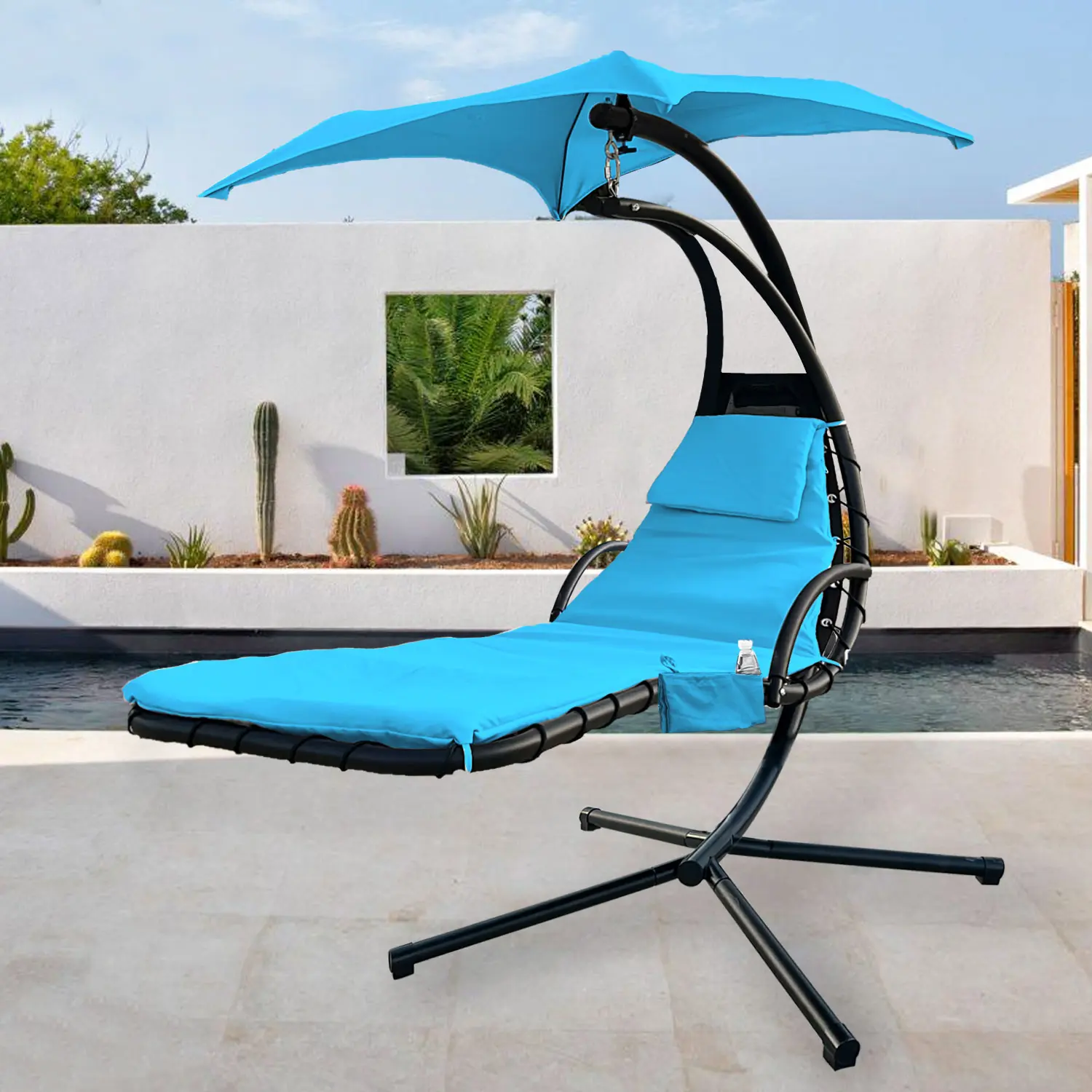 Outdoor Hanging Lounge Chair Replacement Cushion Cover and Umbrella Fabric, Made for Patio Curved Chaise Lounge Swinging Hammock Chair Pads, Waterproof Soft Fabric, Patio Swings