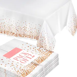 Rose  Plastic Rectangle Tablecloths Pack of 12-54" x 108" Disposable Table Cloths for Parties, Heavy-Duty  and Stain-Resistant Tablecloth for Thanksgiving, Weddings, Holidays