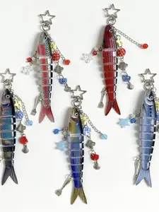 Fashion Fish Keychain, Realistic Fishing Lure Pendant, Oceanic Small Fish Multi-Section Bag Charm, Creative Fishing Enthusiast Accessory, Stylish Keychain