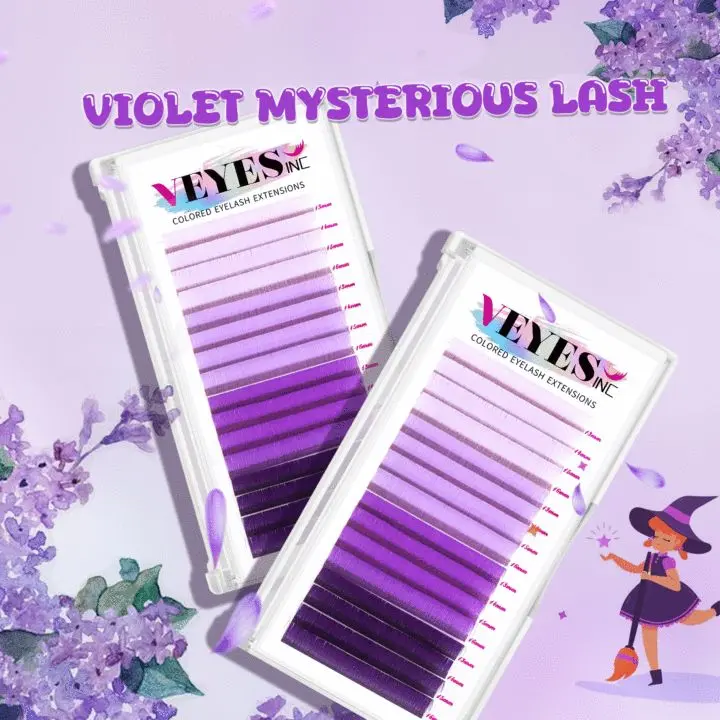 Mysterious Violet Individual Eyelash Extensions, 0.07mm D Curl, 8-15mm Mixed Tray for Professional Salon Makeup, Eyelashes Extensions, Cosmetic, 13 – 15 Mm