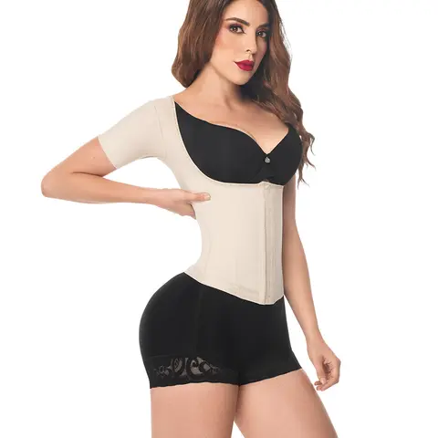 Vest Shaper With Short Sleeves, Adjustable Women's Waist Trainer Compression Fabric (O-062)