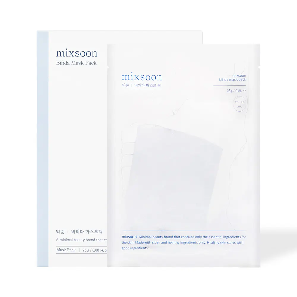 [mixsoon Official] Bifida Mask Pack 5EA - Korean Face Masks, Fermented Soothing Moisturizer Skincare for Glass Skin
