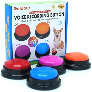 4-Piece Voice Recordable Buttons for Dogs & Cats, Non-Slip Surface Pet Training & Behavior Aid Clickers